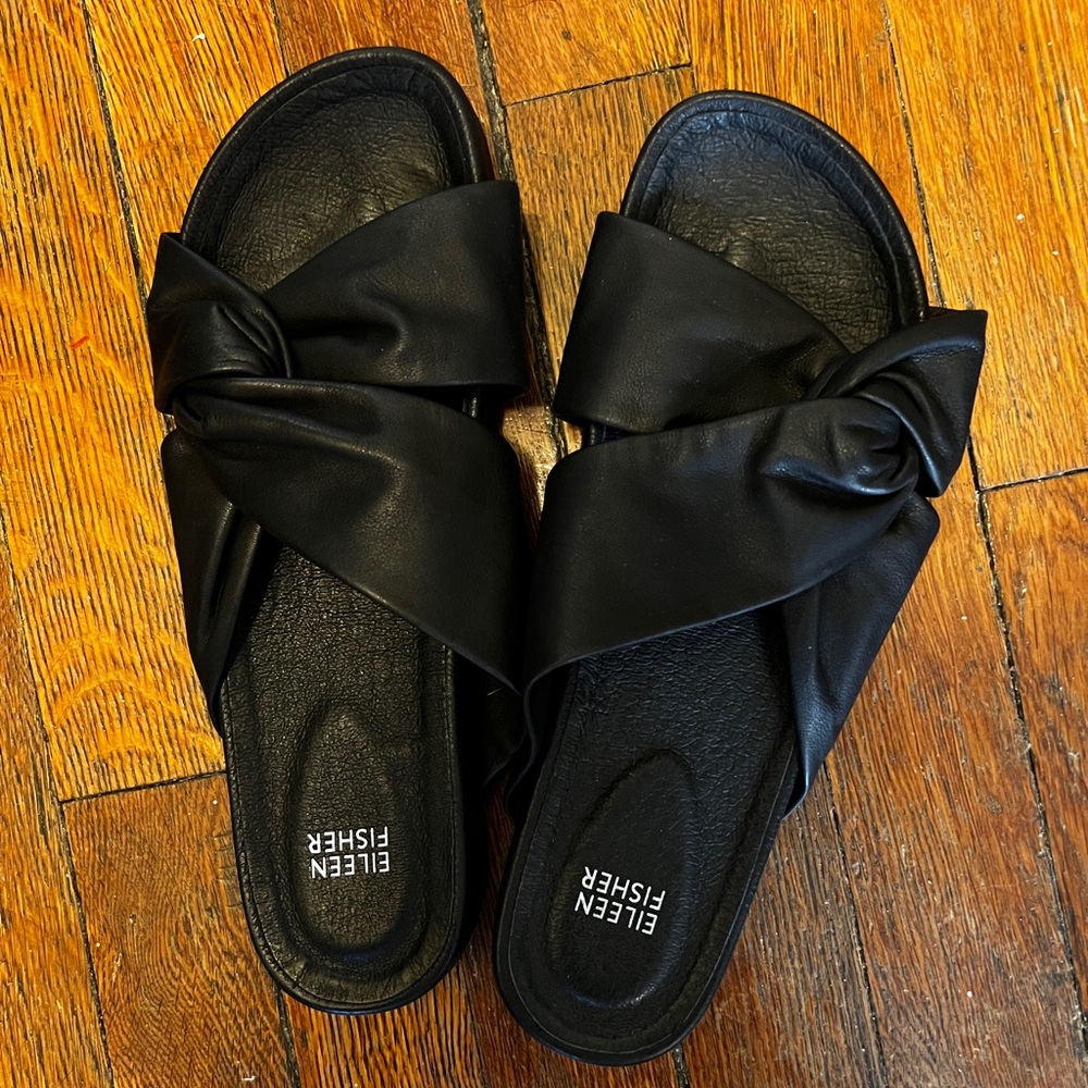 Eileen Fisher knotted leather sandals size 9